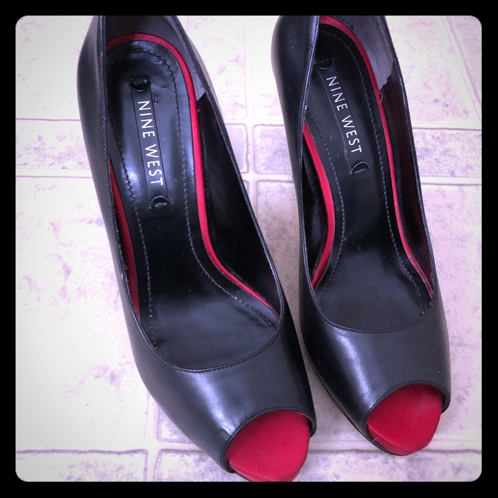 Black Leather Nine West heels